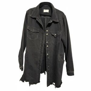 KanCan Black Distressed Denim Shacket